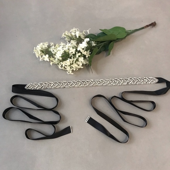 AB Rhinestone belt with black ribbon. - Picture 1 of 2